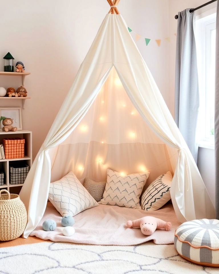 play tent as little hideaway - 40 Toddler Room Ideas