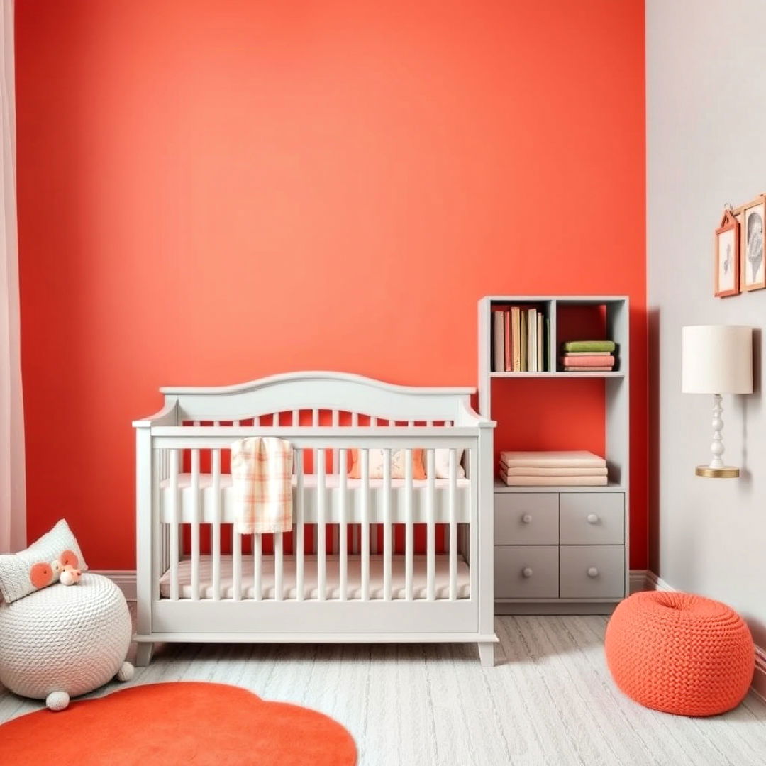playful duo of warm coral and light gray - 40 Warm Color Palettes for Every Room in the House