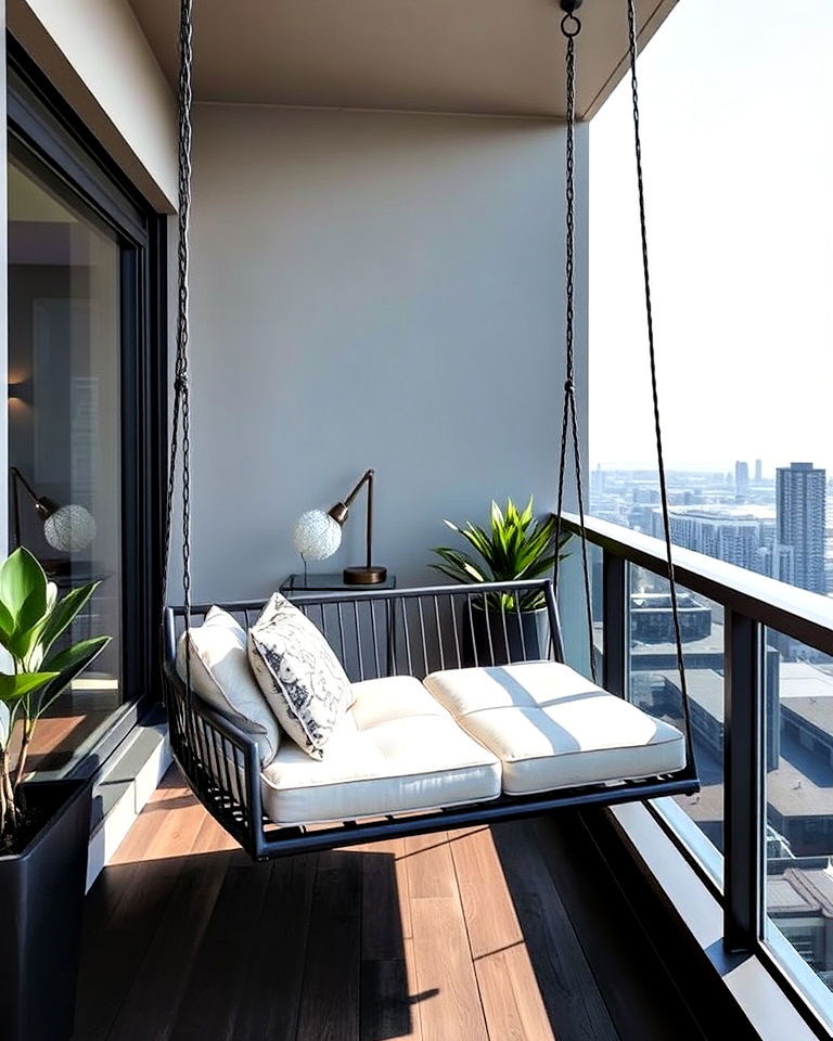 playful elevated swing seating - 20 Penthouse Balcony Ideas