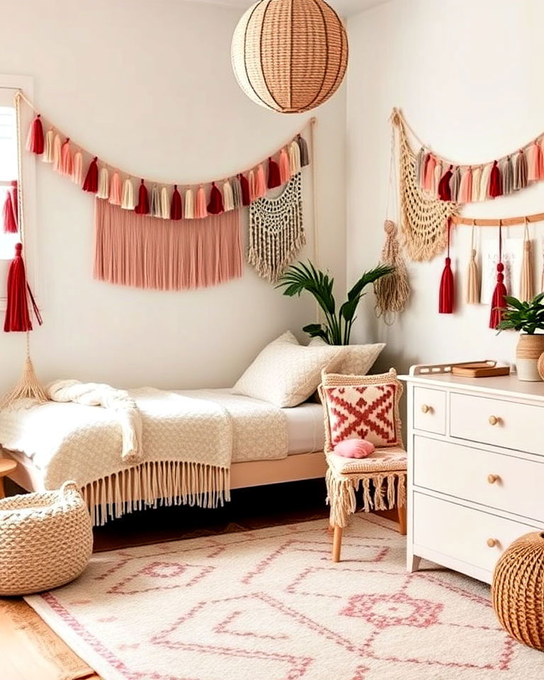 playful fringe and tassel accents - 20 Boho Toddler Room Ideas