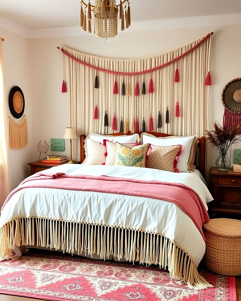 playful fringe and tassel details - 25 Hippie Bedroom Ideas
