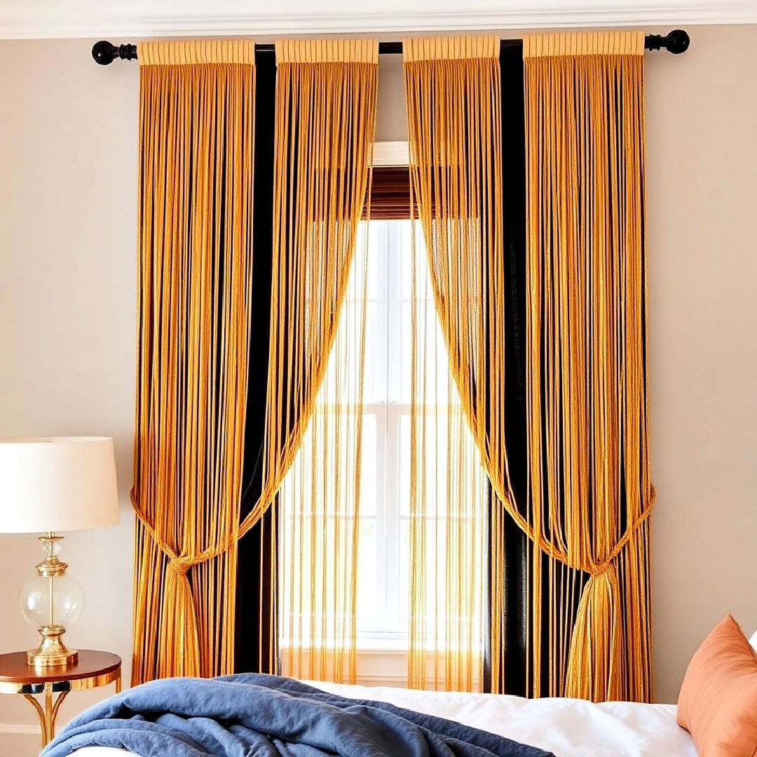 playful gold tassel curtains - 25 Gold Bedroom Ideas