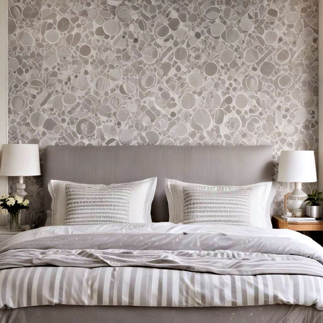 playful grey and white patterns - 40 Grey and White Bedroom Ideas