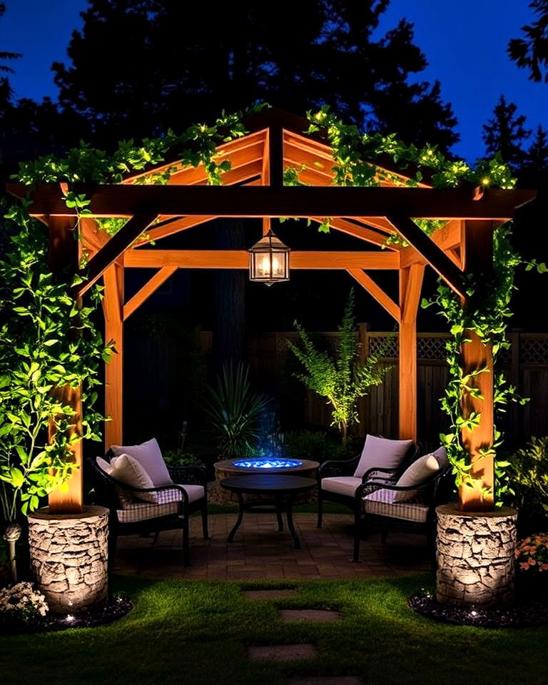 playful led lit arbor for garden - 40 Garden Arbor Ideas