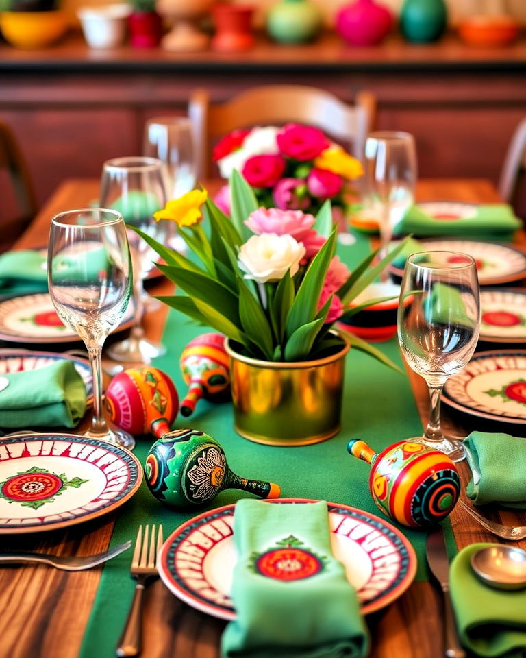 playful maracas as table decor - 20 Mexican Table Decor Ideas