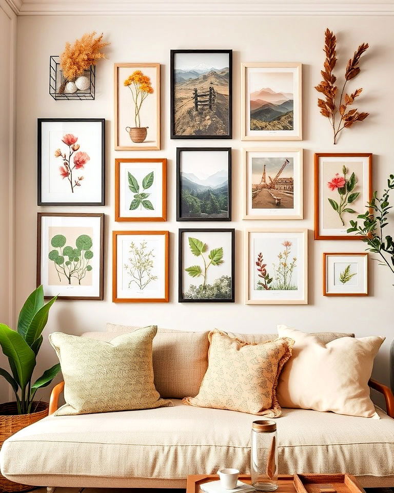 playful natural elements with a twist - 25 Eclectic Gallery Wall Ideas