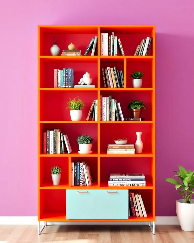 playful orange shelving units - 30 Orange Room Ideas