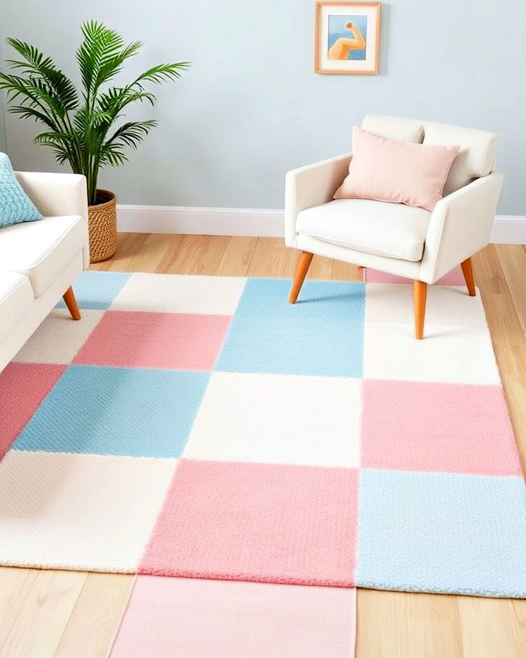 playful pastel checkerboard rug - 25 Danish Pastel Room Ideas