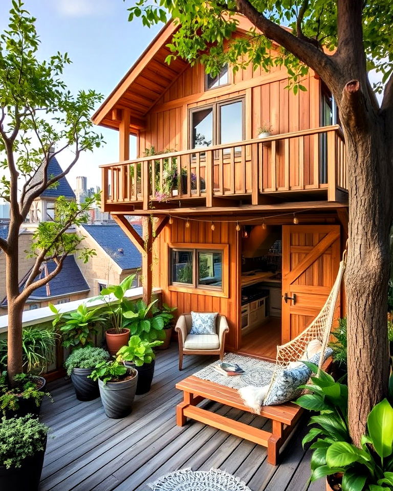 playful rooftop treehouse retreat - 30 Residential Rooftop Design Ideas