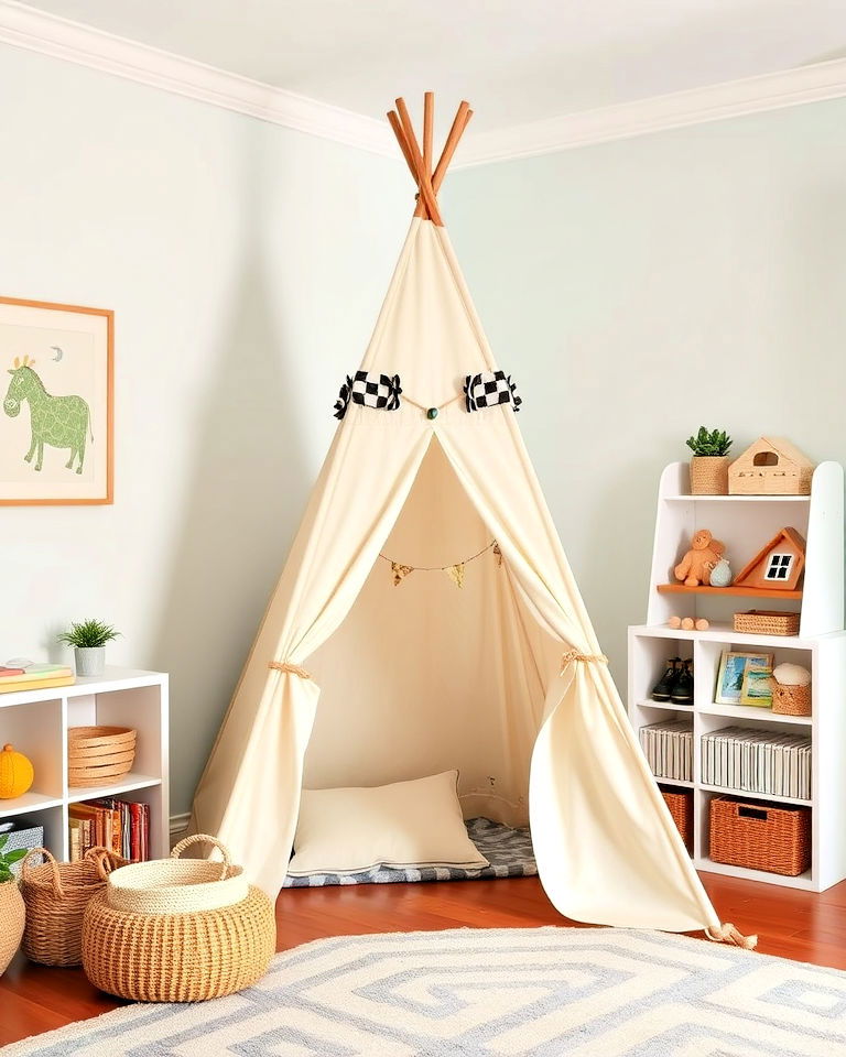 playful tent in playroom - 40 Playroom Ideas