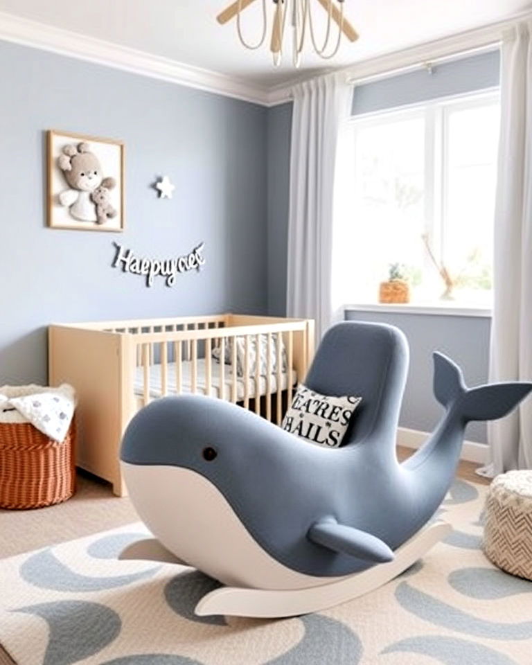 playful whale shaped rocking chair - 20 Ocean-themed Nursery Ideas