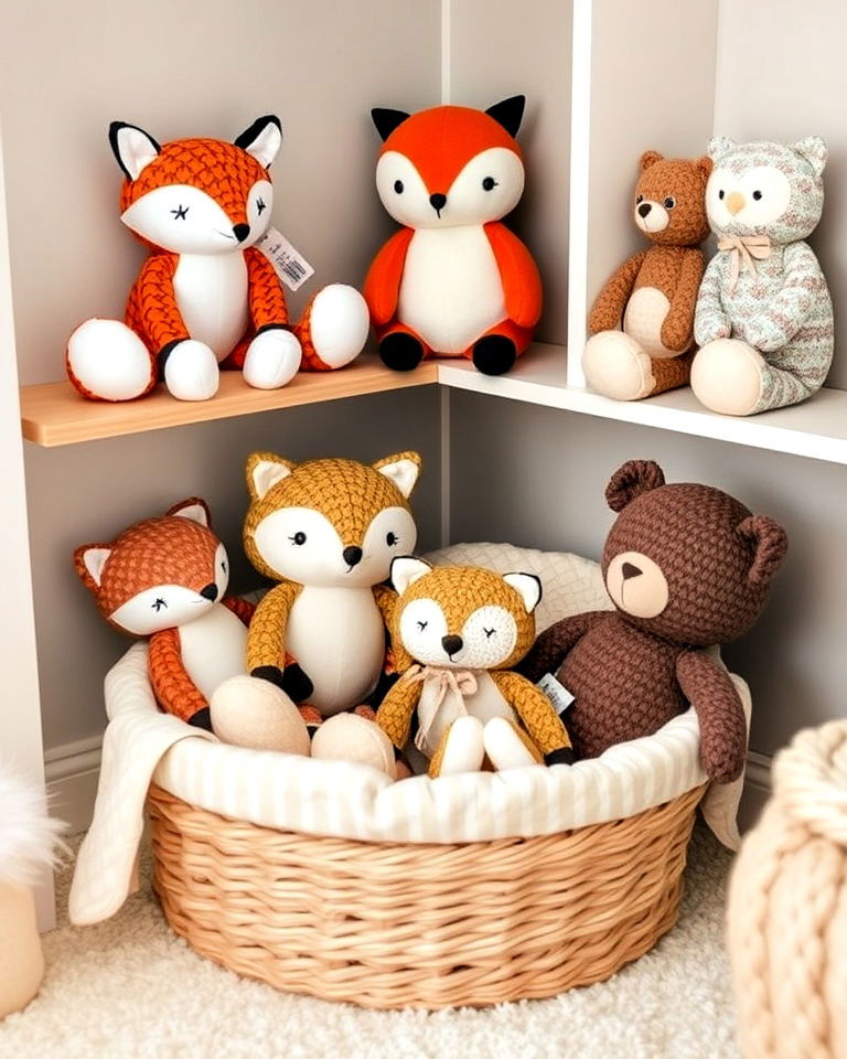 playful woodland animal plush toys - 25 Woodland Nursery Ideas