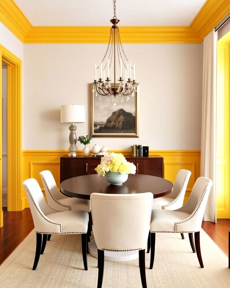 playful yellow trim and moldings - 20 Yellow Dining Room Ideas