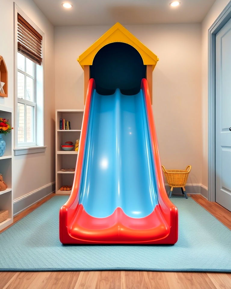 playground with indoor slide - 40 Playroom Ideas