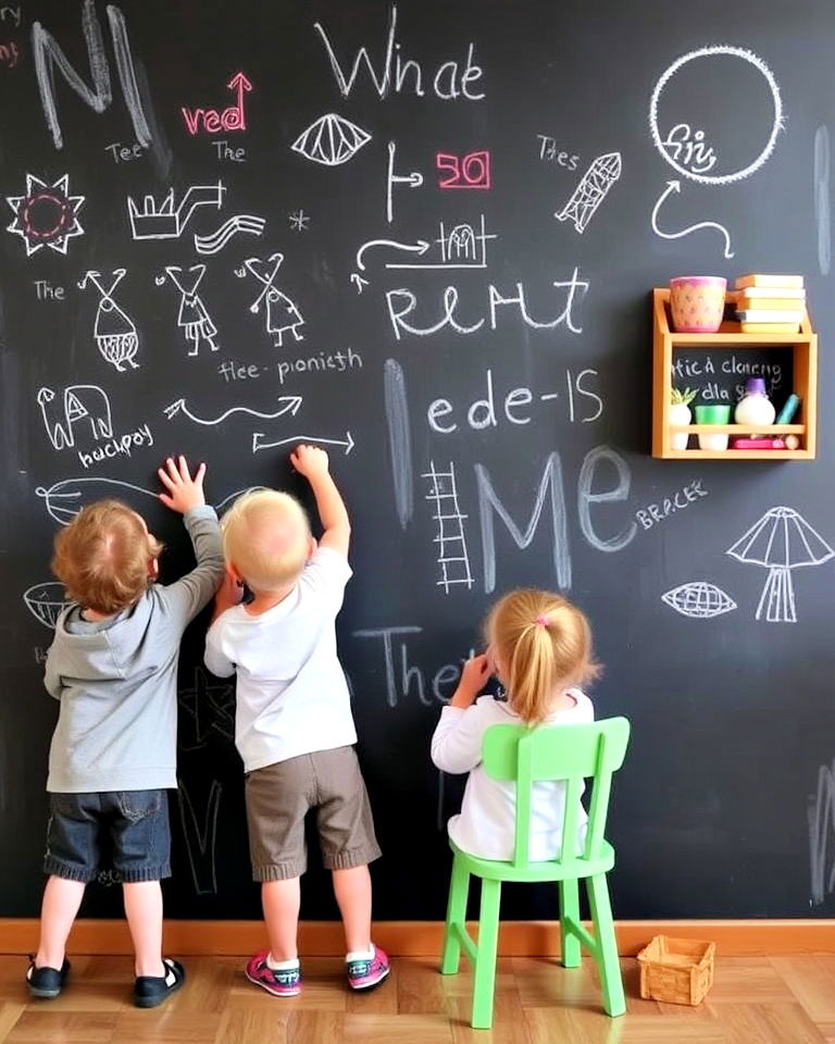 playroom with chalkboard walls - 40 Playroom Ideas