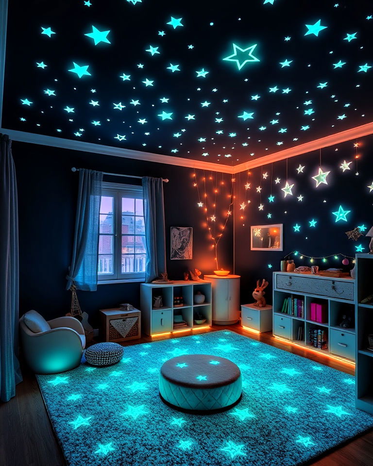 playroom with glow in the dark elements - 40 Playroom Ideas