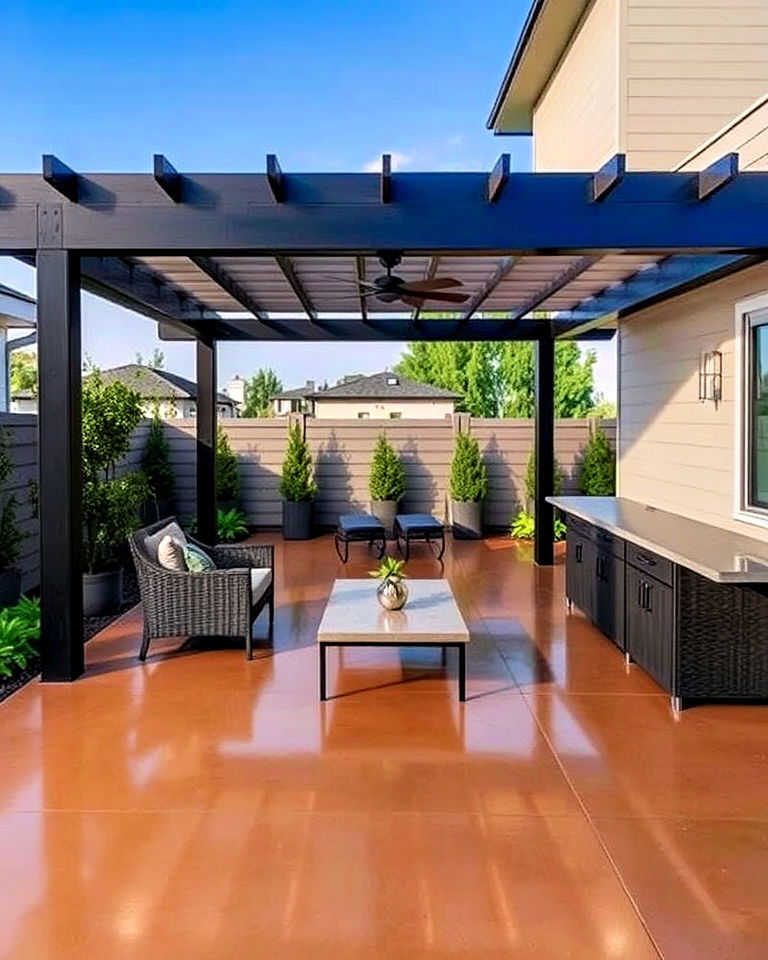 polished concrete patio for landscape - 25 Concrete Landscaping Ideas