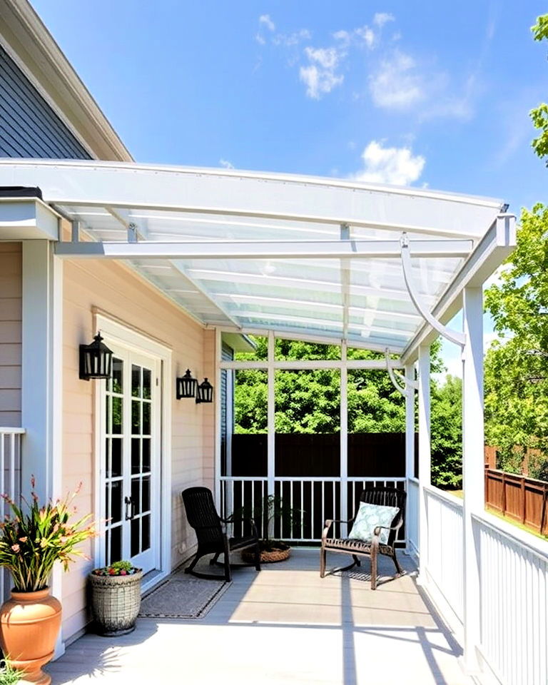 polycarbonate panels with metal frame - 30 Metal Roof Porch Design Ideas