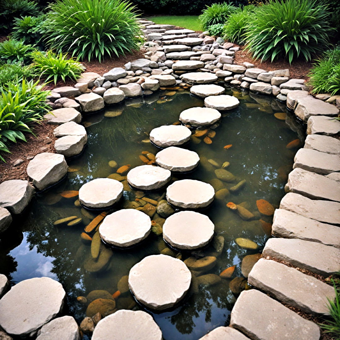 pond landscaping with stepping stones - 15 Pond Landscaping Ideas