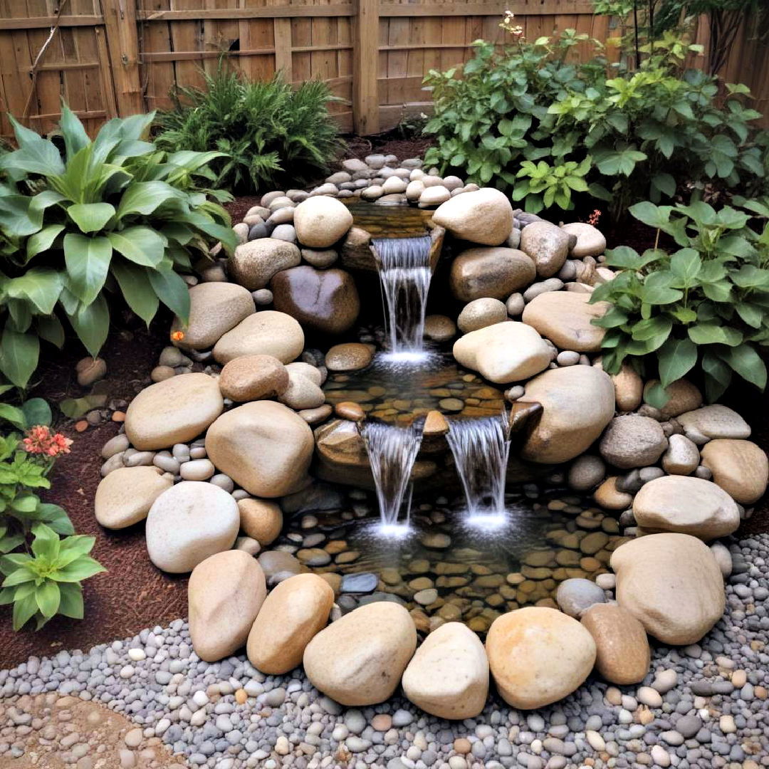 pondless waterfall with river rock basin - 15 Pondless Waterfall Ideas