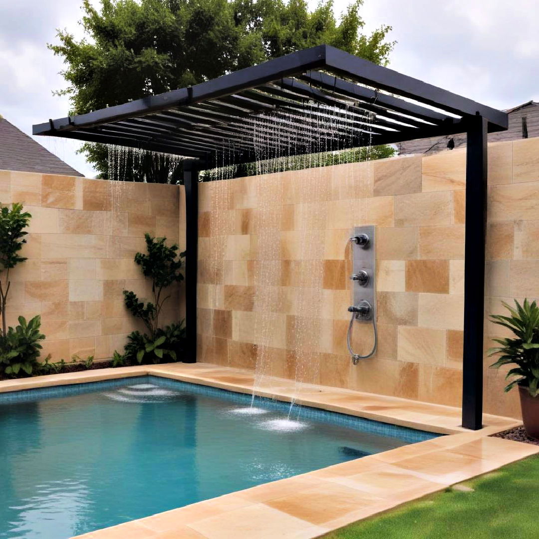 pool with rainfall shower - 15 Pool Fountain Ideas