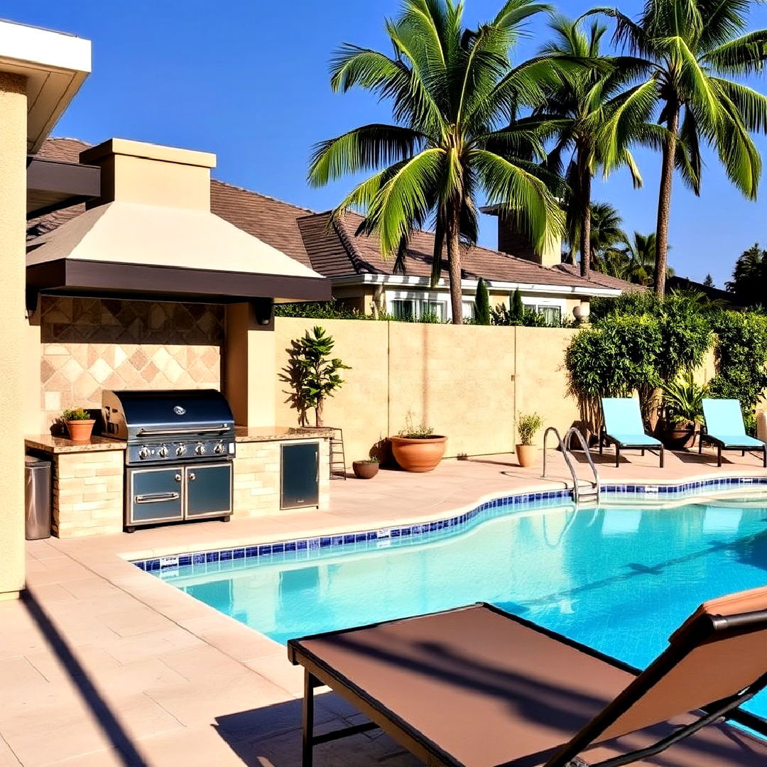 poolside bbq area for vacation like atmosphere - 40 Bbq Area Ideas