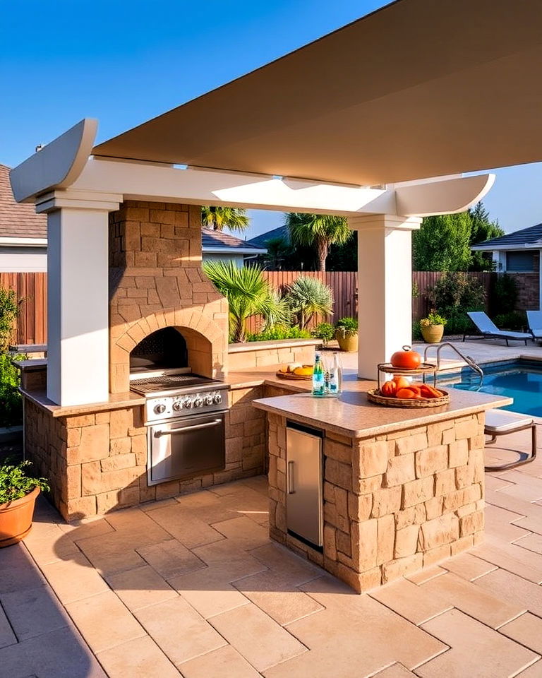 poolside outdoor kitchen with pizza oven - 20 Outdoor Kitchen With Pizza Oven