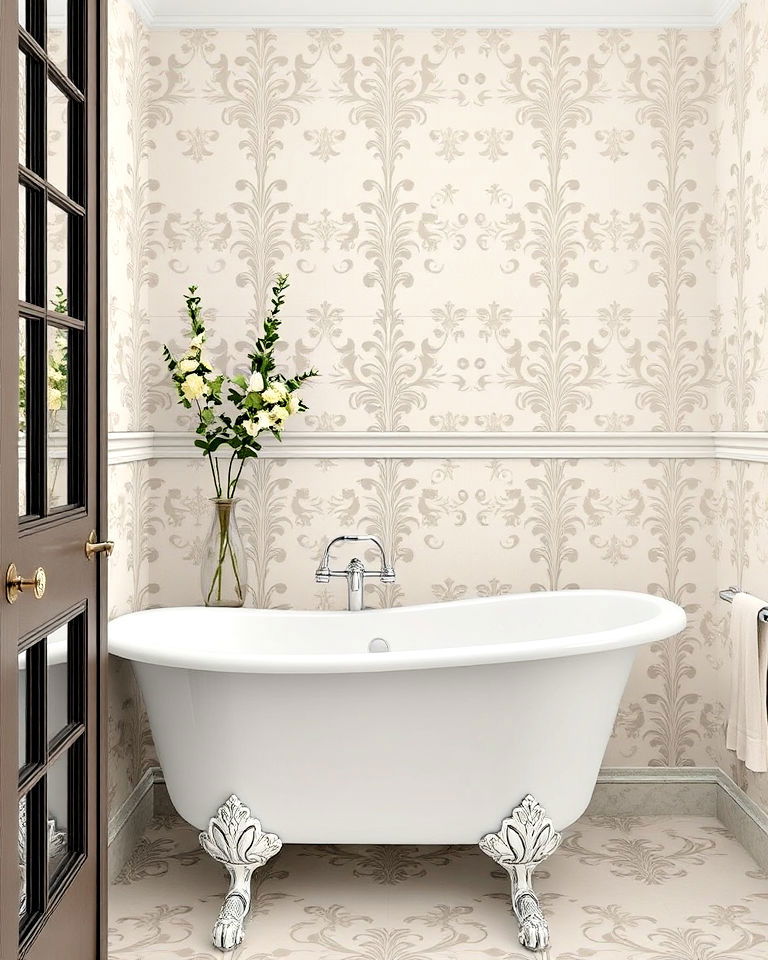 porcelain tiles with patterns for traditional aesthetic - 20 Traditional Bathroom Ideas