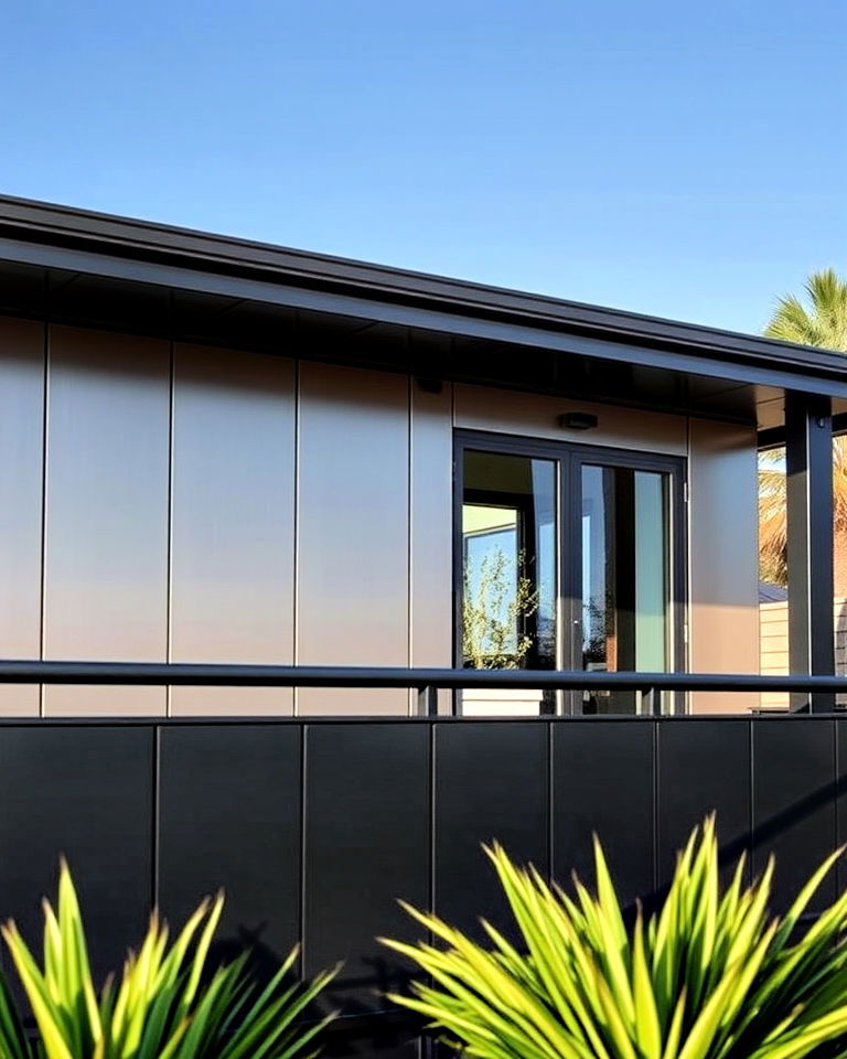 porch roof with sleek metal panels - 30 Metal Roof Porch Design Ideas
