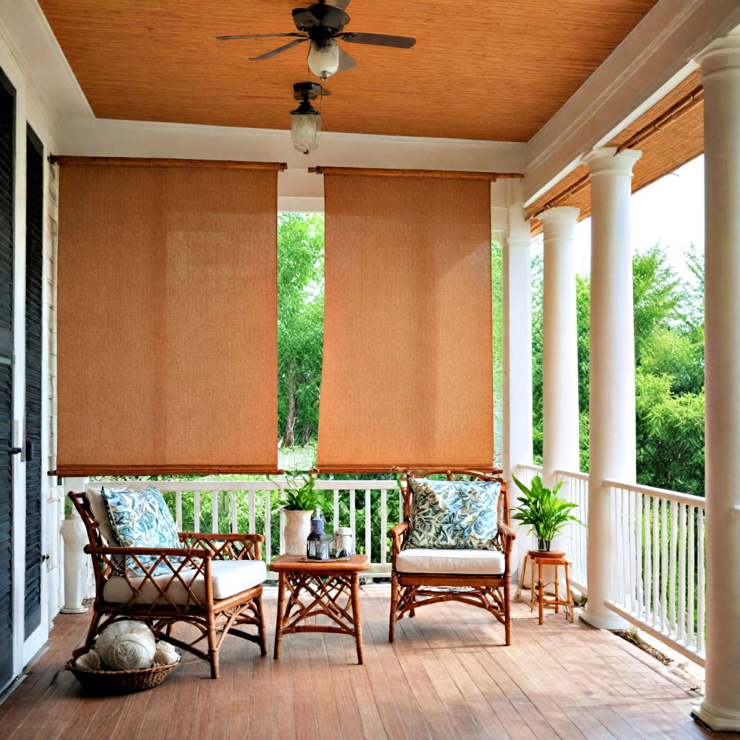 porch shades offer privacy - 40 Front Porch Ideas