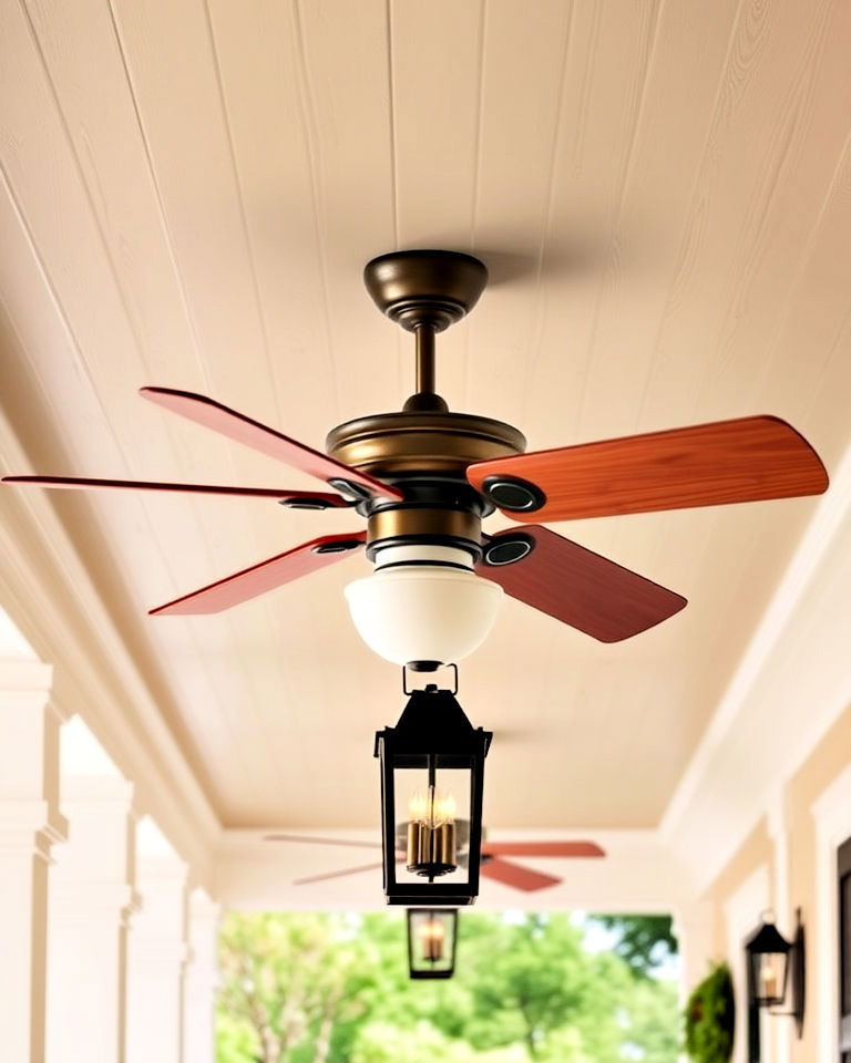 porch with colonial style ceiling fan - 30 Colonial Front Porch Ideas