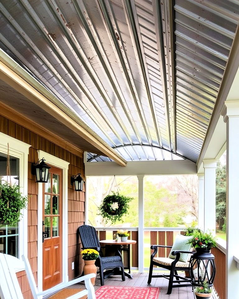 porch with galvanized metal roof - 30 Metal Roof Porch Design Ideas
