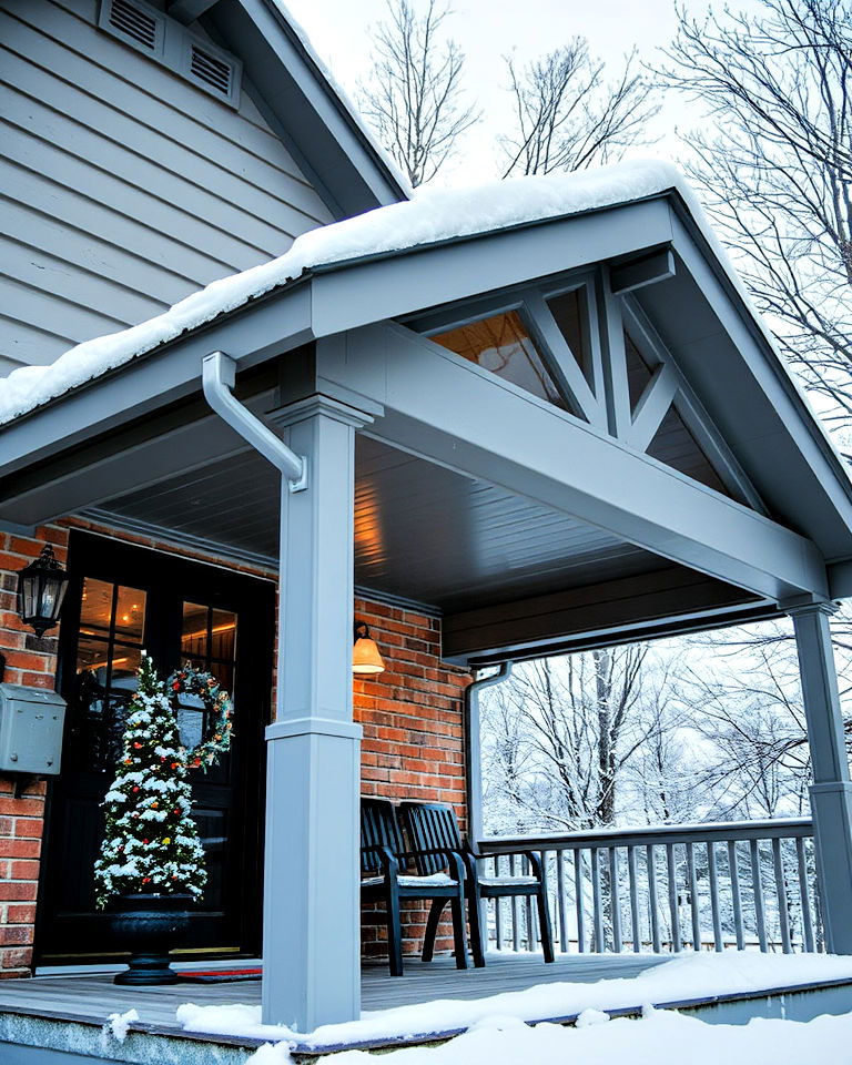 porch with snow guard metal roof - 30 Metal Roof Porch Design Ideas