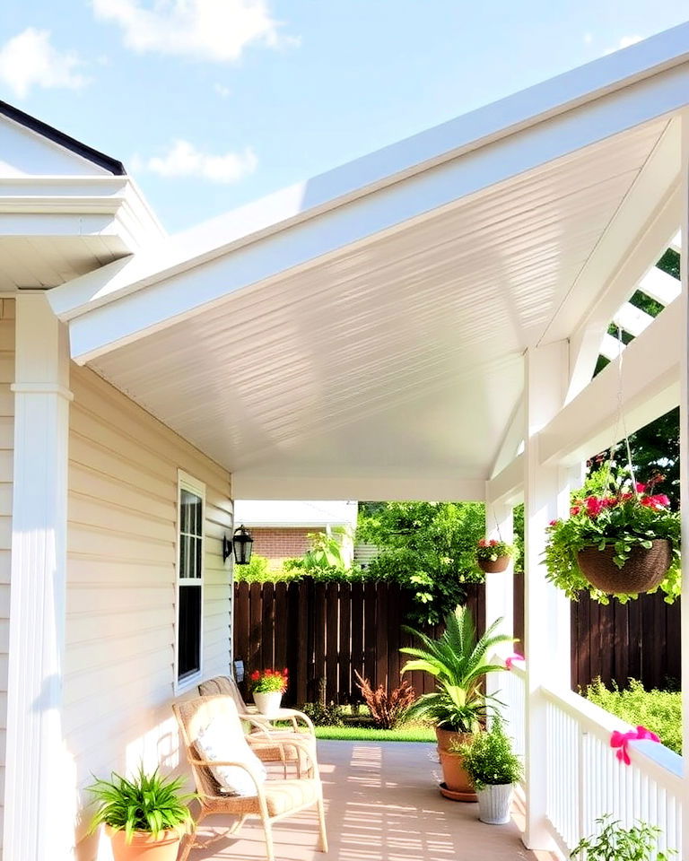 porch with white metal roof - 30 Metal Roof Porch Design Ideas
