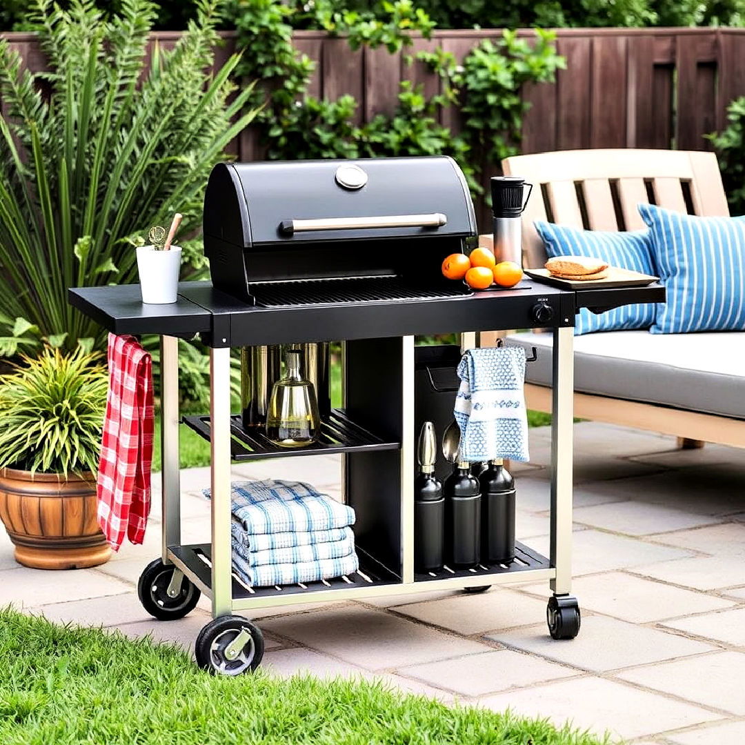 portable bbq cart for flexibility - 40 Bbq Area Ideas