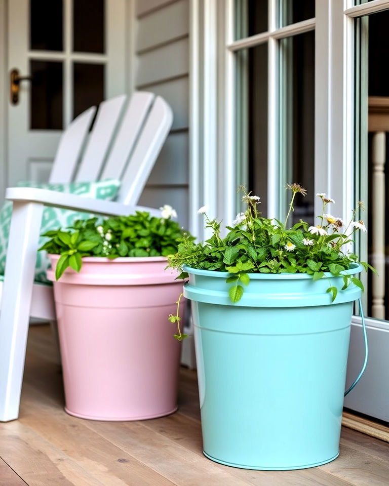 portable herb tea garden ideas - 20 Bucket Garden Ideas