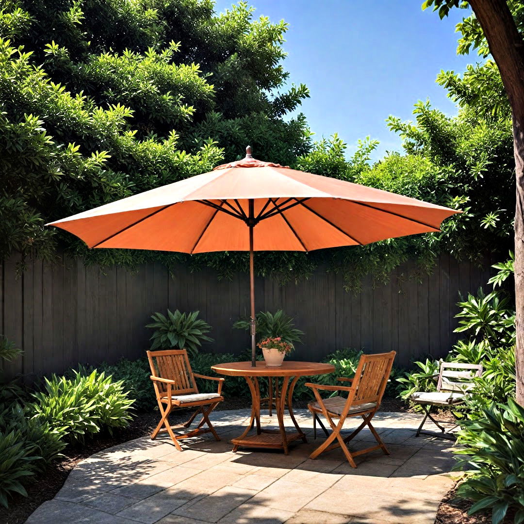 portable umbrella for small backyard - 40 Small Backyard Ideas