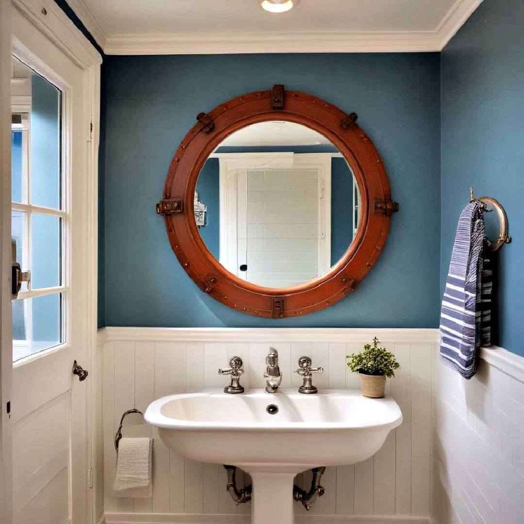 porthole mirror for nautical decor - 25 Nautical Decor Ideas