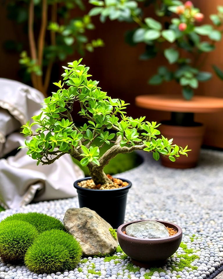 potted bonsai trees for small zen garden - 20 Small Zen Garden Ideas