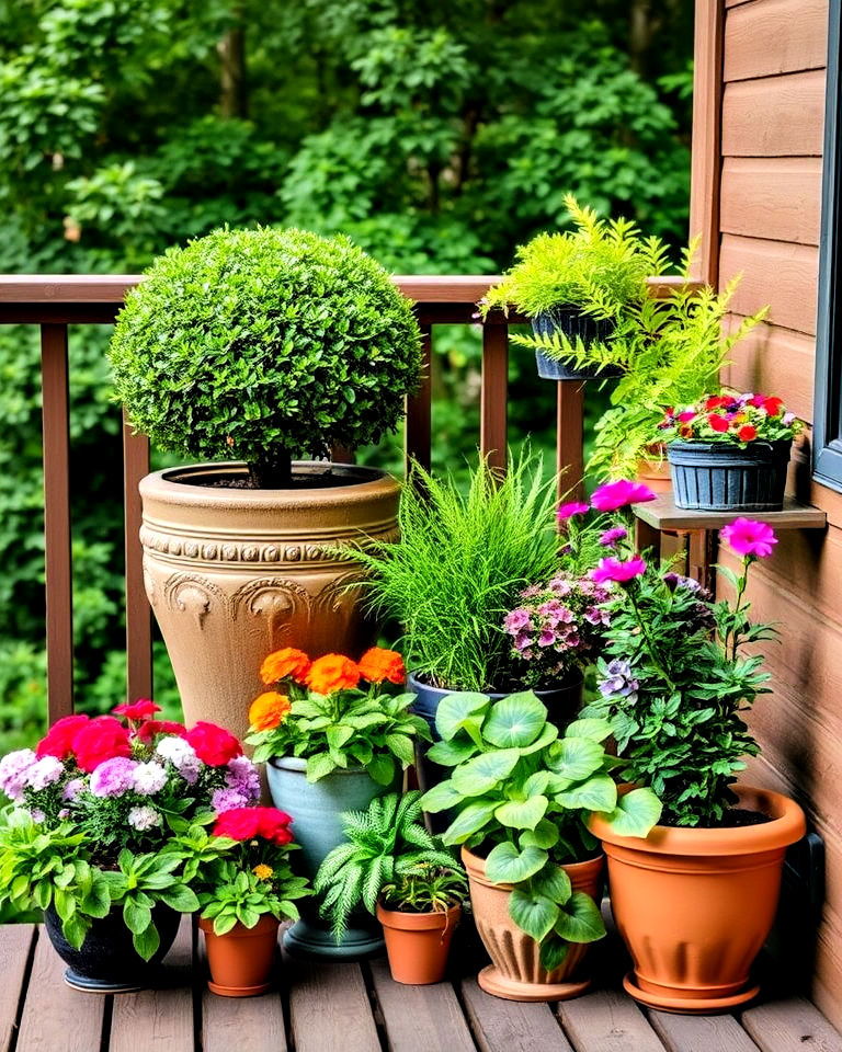 potted plants and greenery for deck - 25 Deck Decorating Ideas