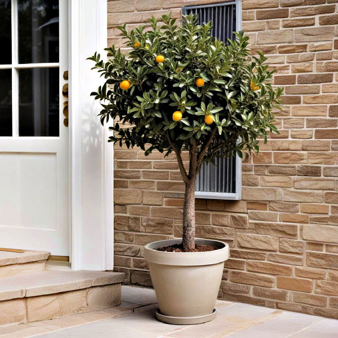 potted tree for small front porch - 40 Small Front Porch Ideas