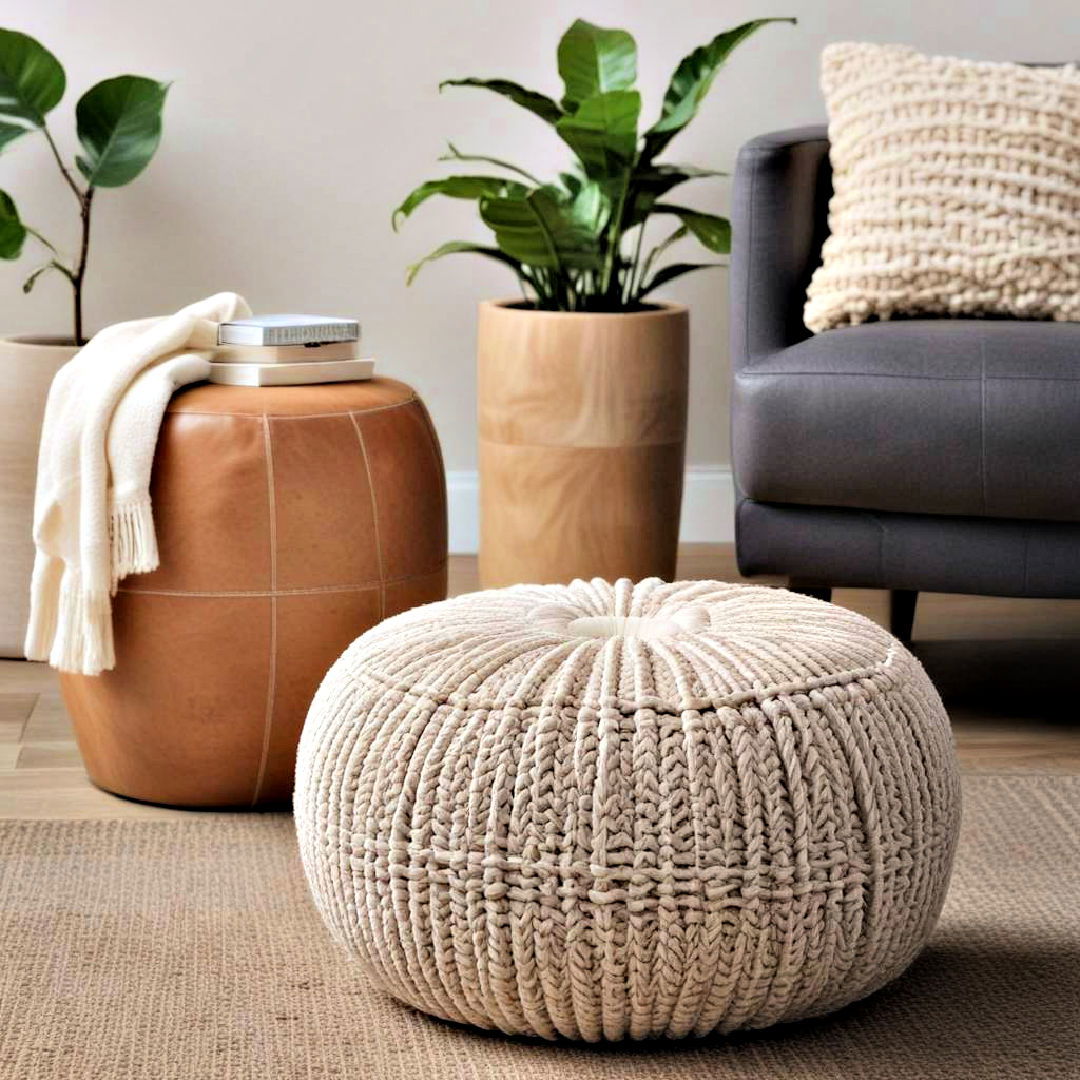 pouf for extra seating - 40 Home Decor Ideas