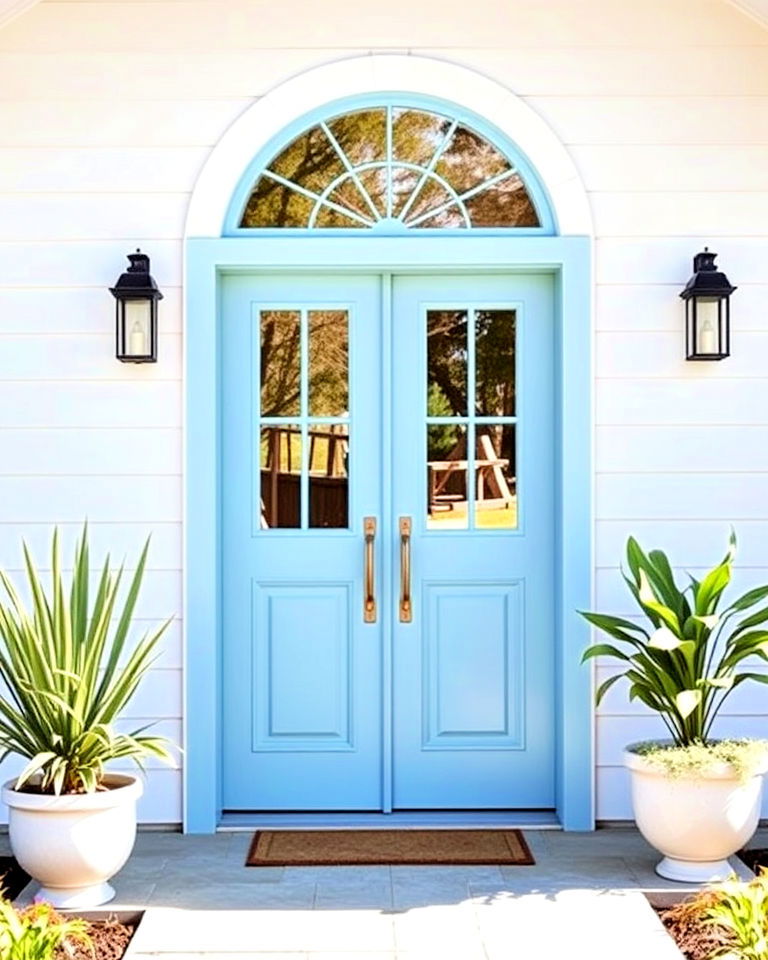 powder blue mid century front door - 20 Mid Century Front Door Colors