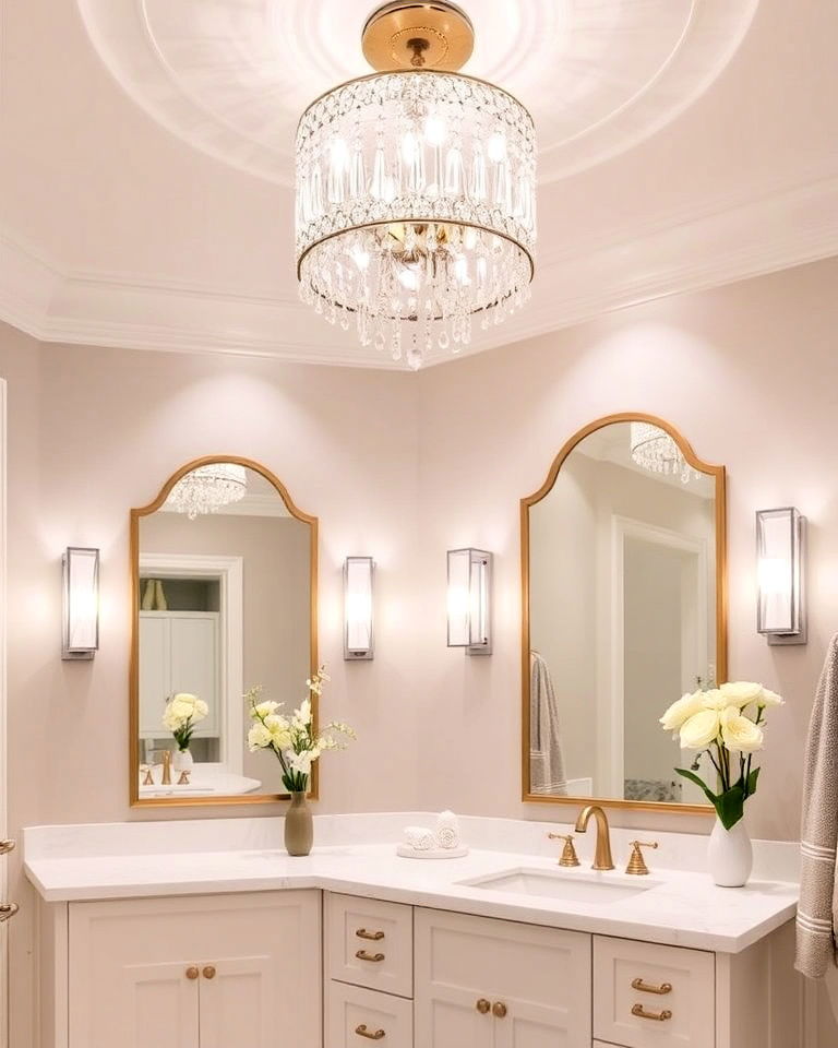 primary bathroom with statement lighting - 40 Primary Bathroom Ideas