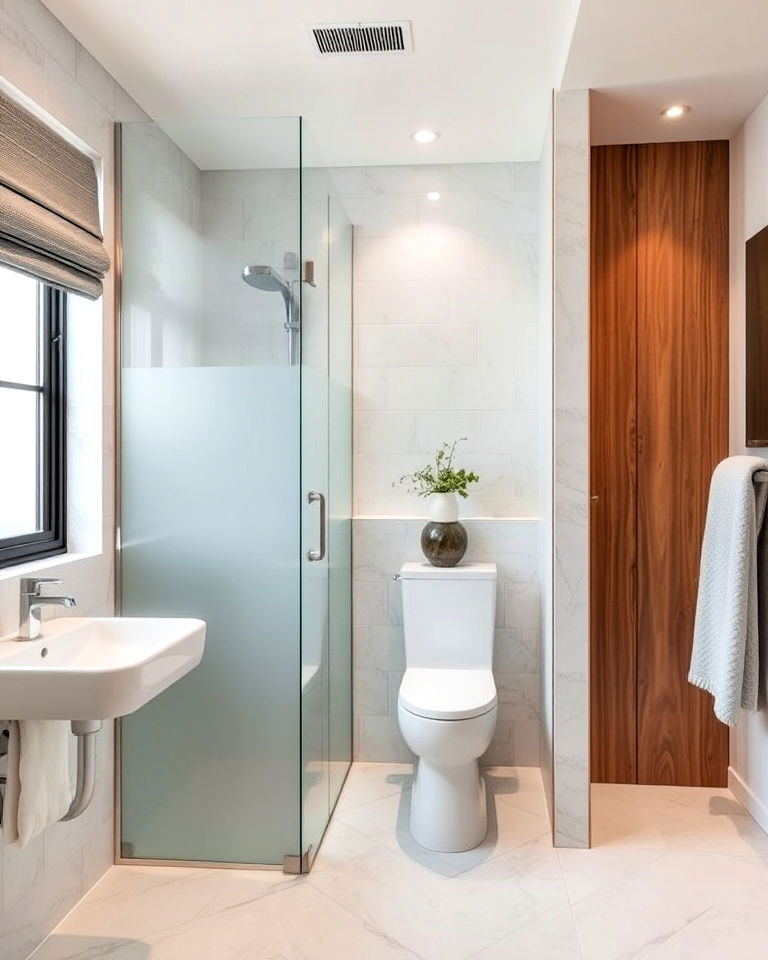 privacy partition for primary bathroom - 40 Primary Bathroom Ideas
