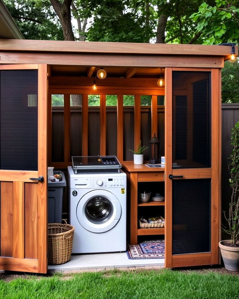privacy screens for outdoor laundry room - 30 Outdoor Laundry Room Ideas