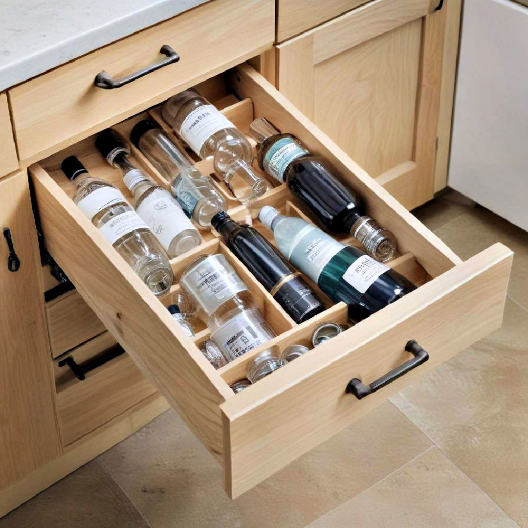 pull out drawer for water bottle storage - 15 Water Bottle Storage Ideas