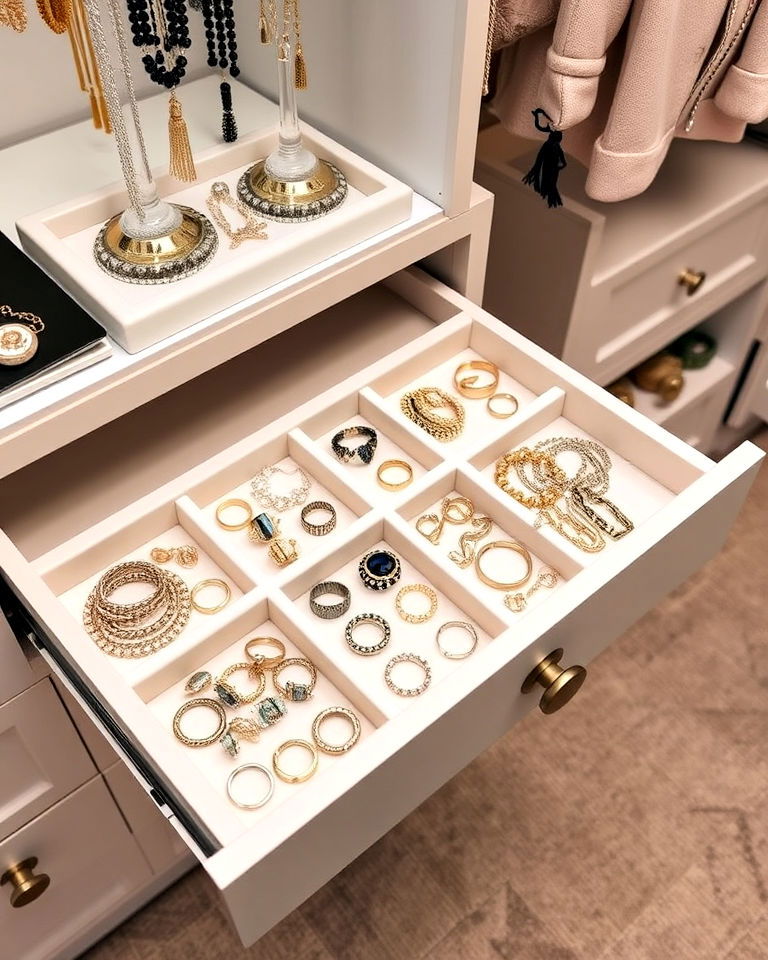 pull out jewelry tray for dressing room - 30 Dressing Room Ideas