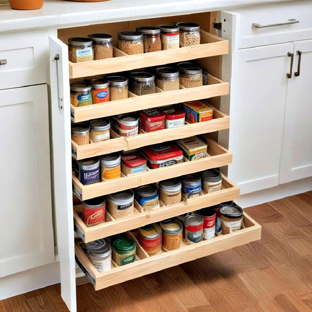 pull out pantry shelves - 30 Small Apartment Storage Ideas