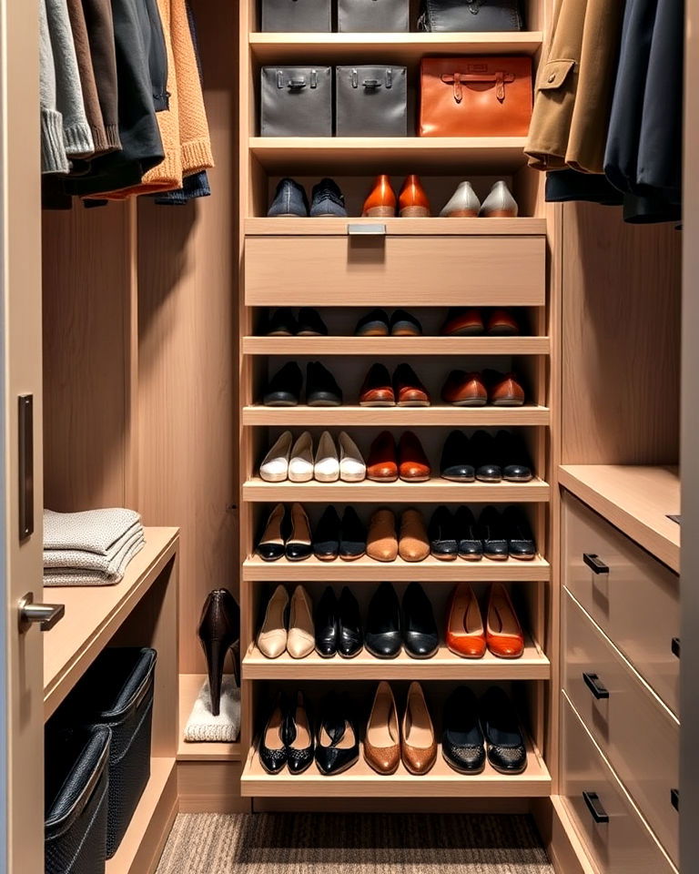 pull out shoe drawers for dressing room - 30 Dressing Room Ideas